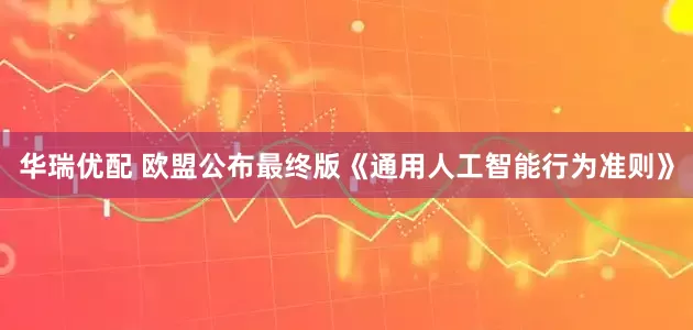 华瑞优配 欧盟公布最终版《通用人工智能行为准则》