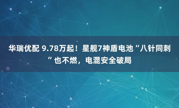华瑞优配 9.78万起！星舰7神盾电池“八针同刺”也不燃，电混安全破局