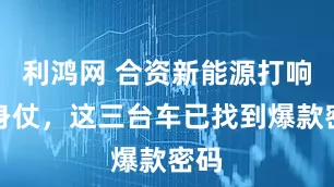 利鸿网 合资新能源打响翻身仗，这三台车已找到爆款密码